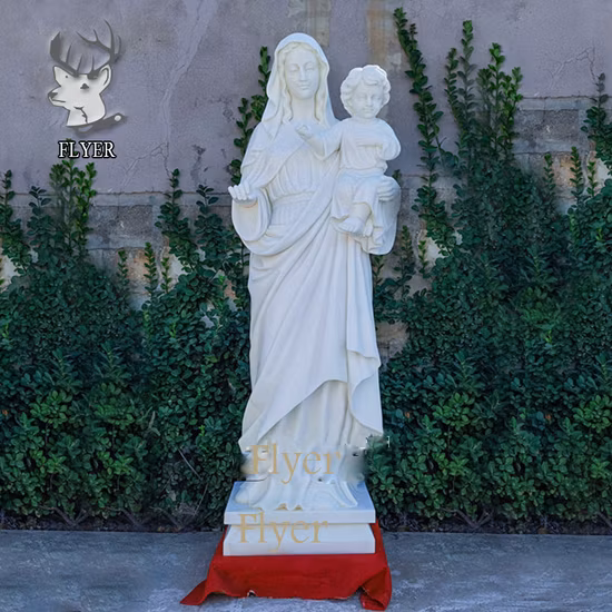 Estatua católica de Jesús de tamaño natural, mármol blanco, estatua de mármol de Cristo Jesús y Nuestra Señora Madre María