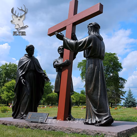 Estatua religiosa católica de bronce fundido 14 estaciones de la cruz Estatua de la crucifixión de Jesús #1